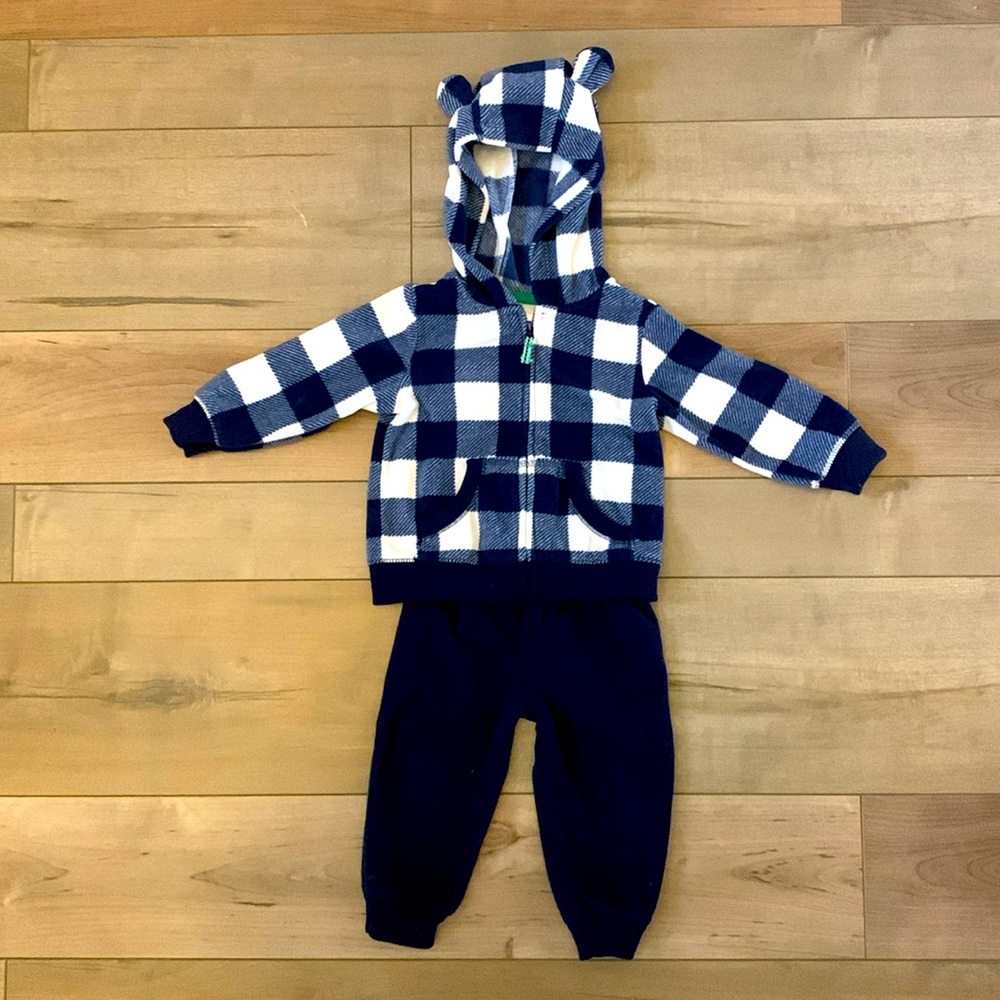 Carters fleece blue jogger set | Size 12 months |